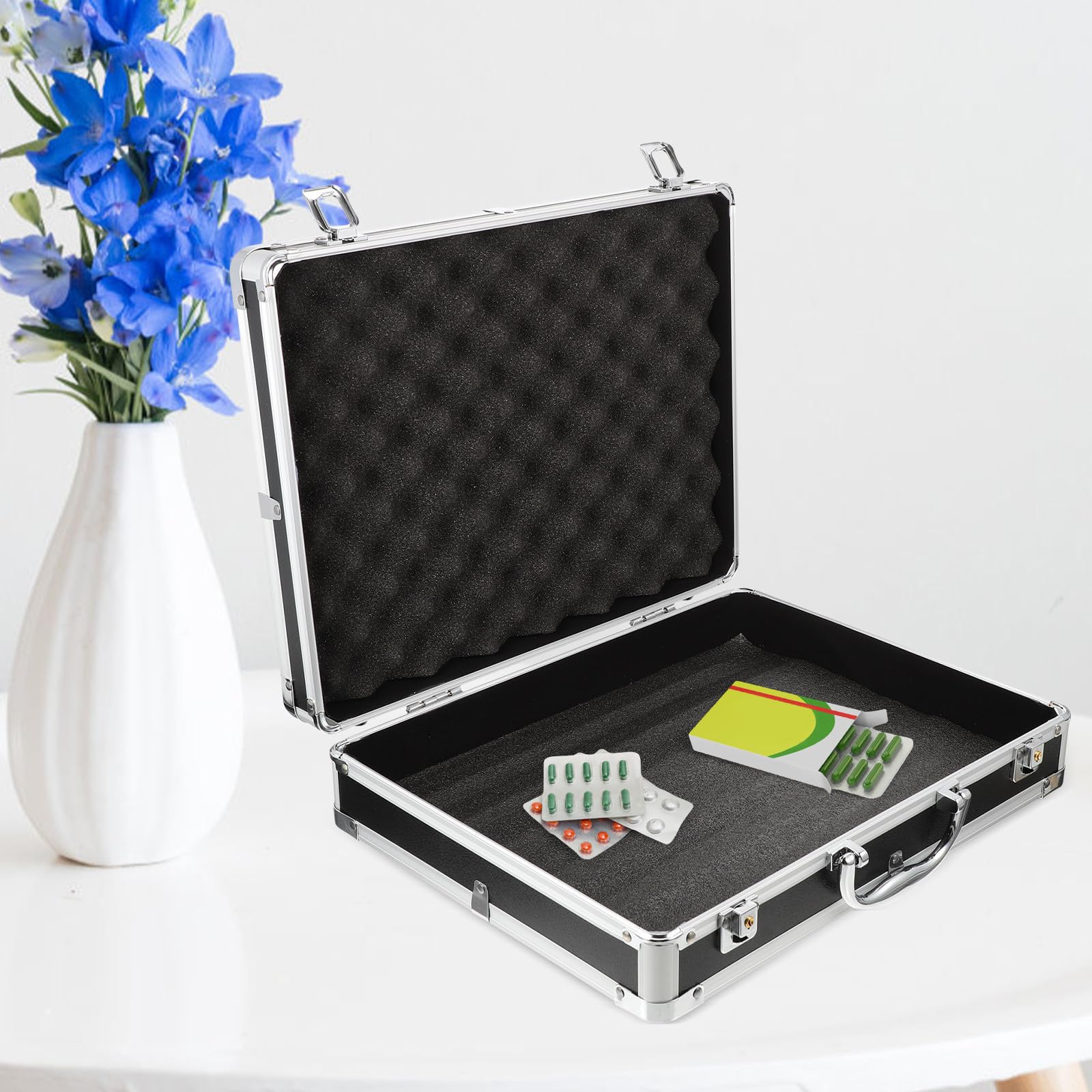 SHINEOFI Boîte à Outils Mallette Multifonction en Alliage D'aluminium Grosse Capacité Serrure à Code pour Rangement de Remède et Cosmétiques, Maison Déplacements