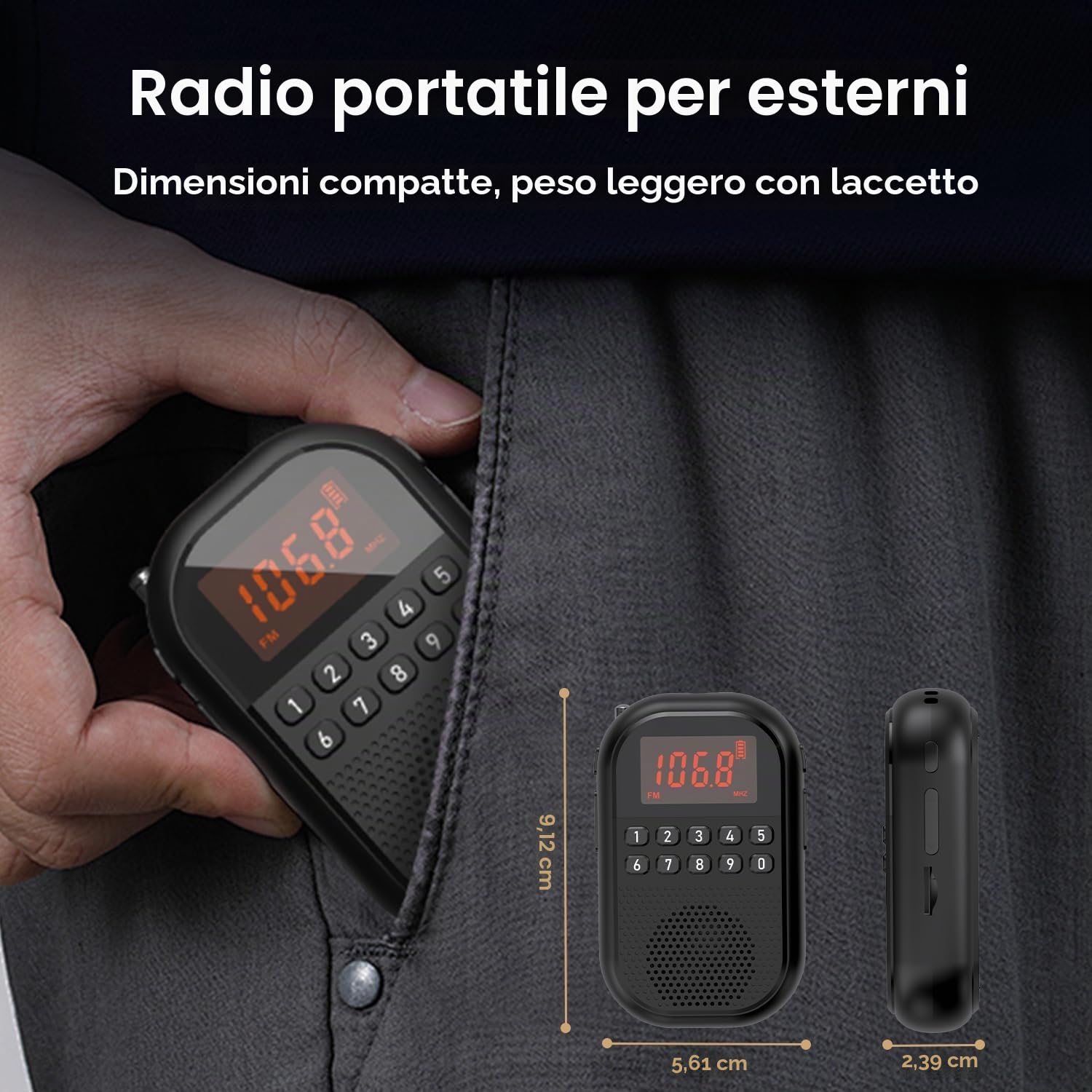 Radio AM FM Tasca,Radio Portatile Ricaricabile Connessione Bluetooth,Radio Mini Antenna Telescopica, Altoparlante Grande,Cuffie Stereo,Timer Spegnimento Automatico, Facile Usare per gli Anziani