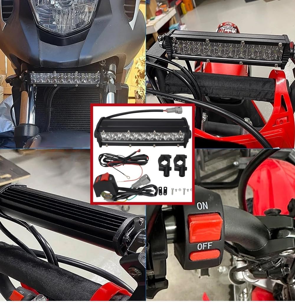 Motorcycle Headlight Kit, 60W 4200LM LED High Beam Light Bar | for CRF110 KLX140 TTR110 RM85 YZF450 XR RM KX, Dirt Bike Pit Bike