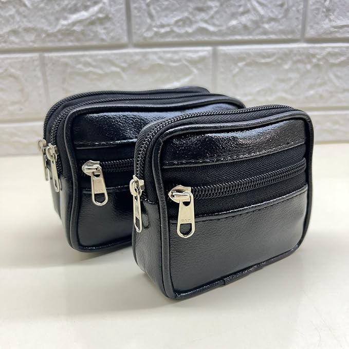 Buy Leather Coin Purse with Multiple Compartments, Black, Small (1