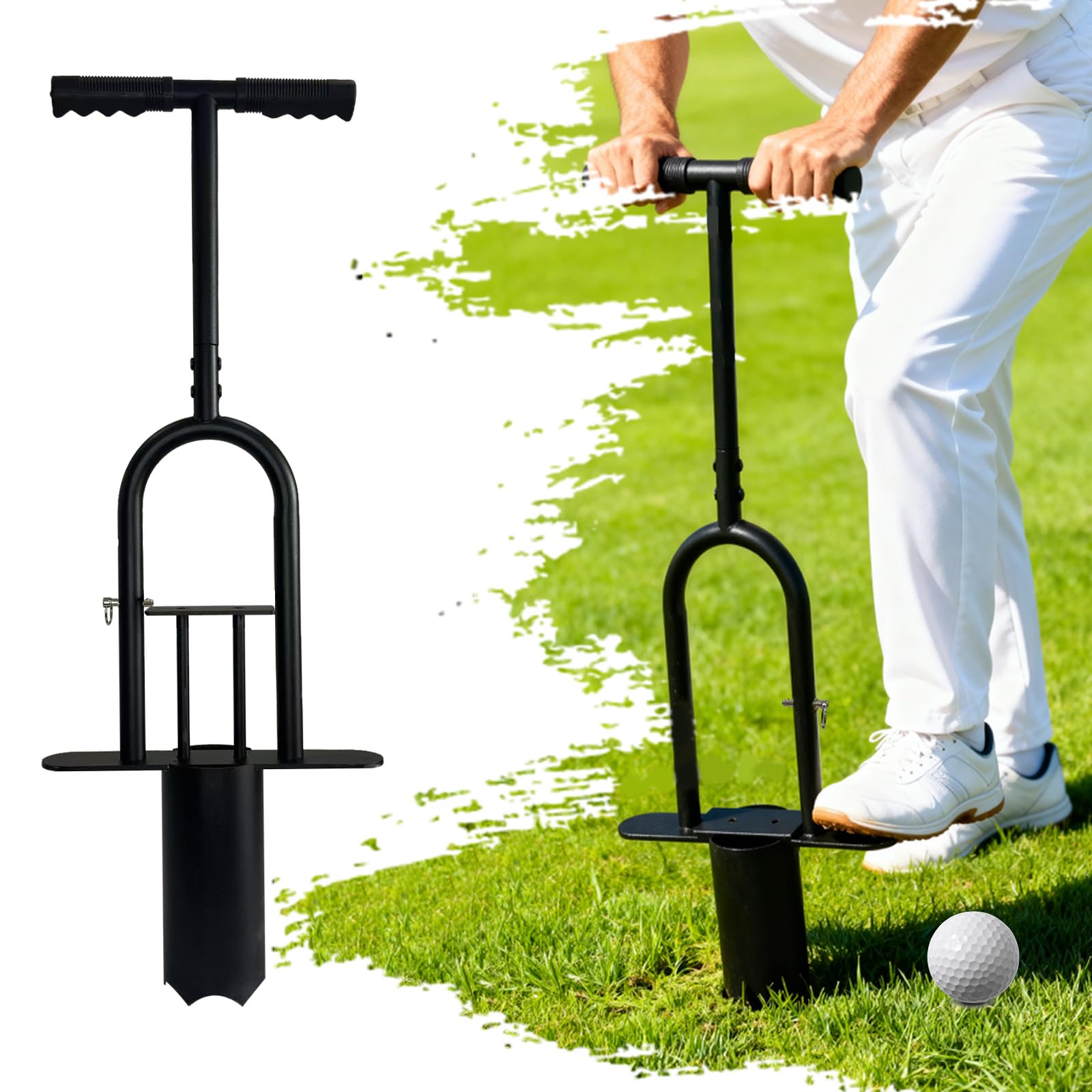 Tragbarer Golf-Lochschneider, Golf-Übung, 10,2 cm und 15,2 cm, Metall-Tassenbagger mit abnehmbarem Griff für Hinterhof, Rasen und Putting Green Outdoor-Trainingshilfe