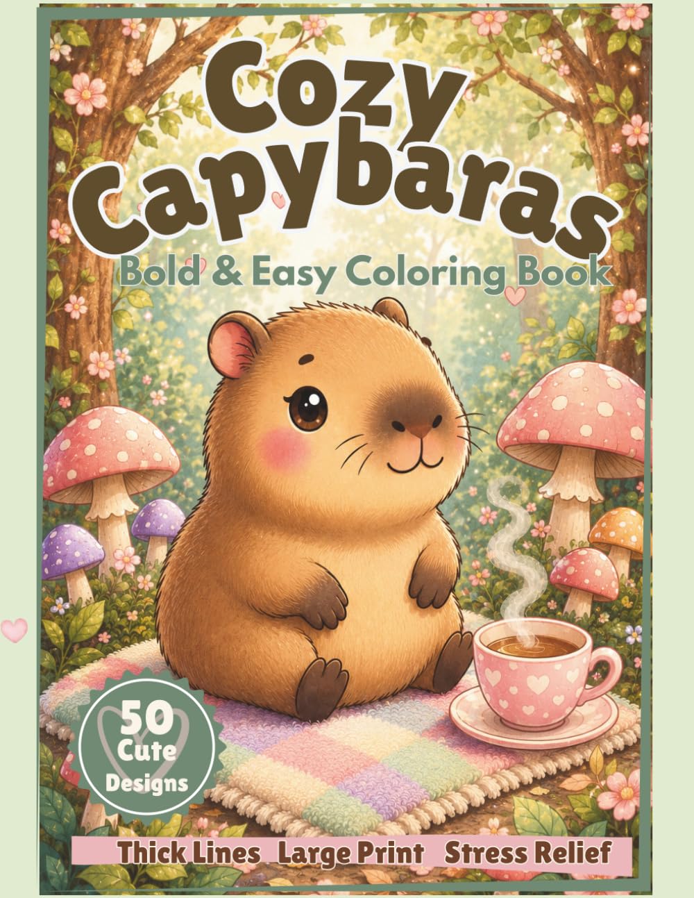 Cozy Capybaras: Bold & Easy Coloring Book with Cute Cozy Scenes