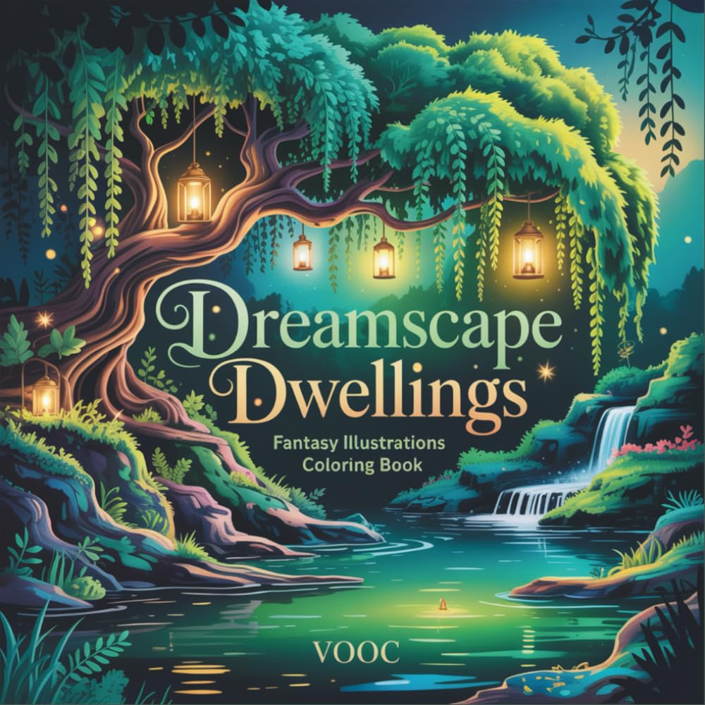 Dreamscape Dwellings: Fantasy Illustrations Coloring Book for Adults Featuring Intricate Cottages, Enchanted Gardens, and Magical Waterside Retreats ... State (Enchanted Realms - Fantasy Coloring)
