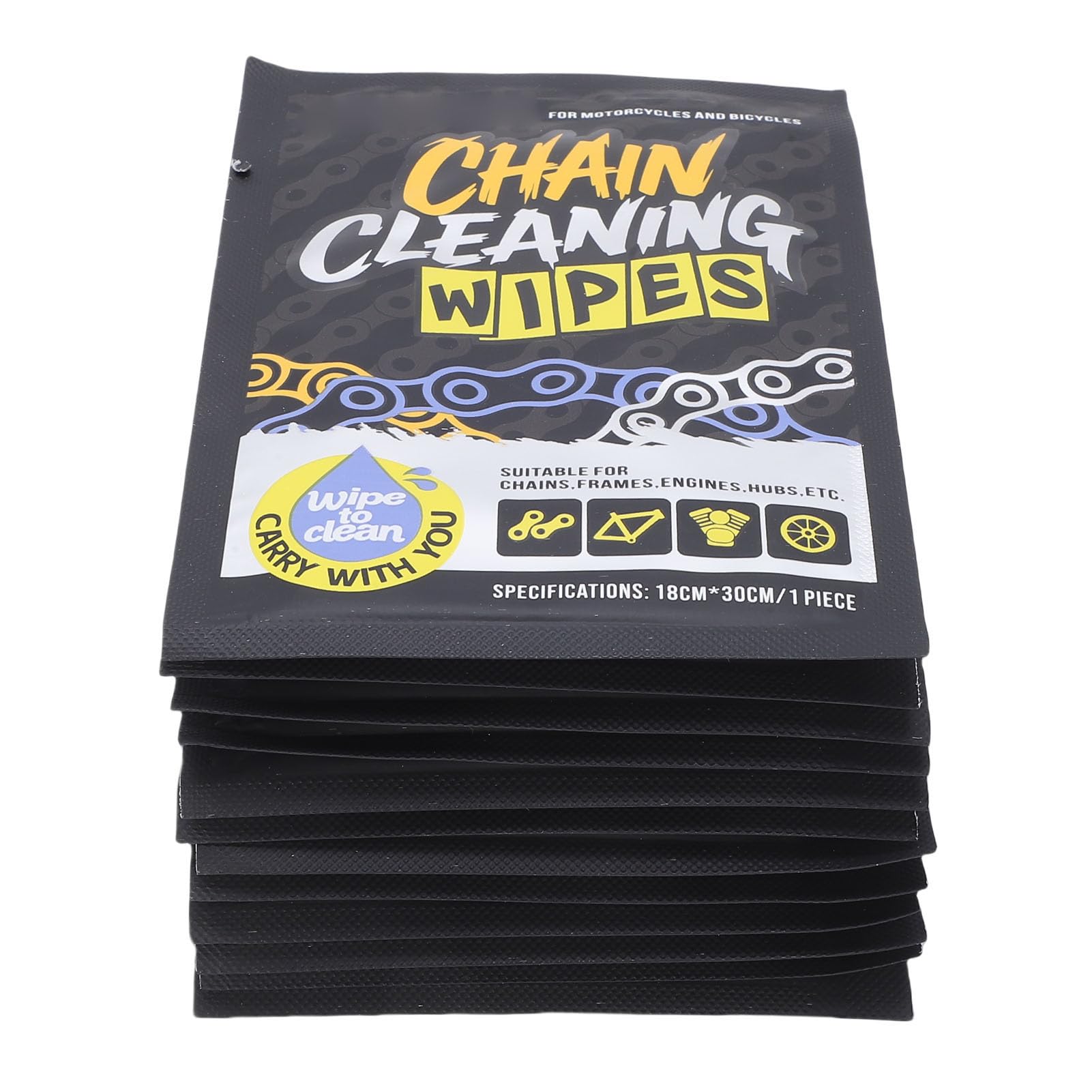 Generic Toallitas Limpiadoras para Cadenas de Bicicleta, 12 Uds., Aplicación Versátil en Bujes de Motores de Cadenas, Adecuadas para Bicicletas y Motocicletas