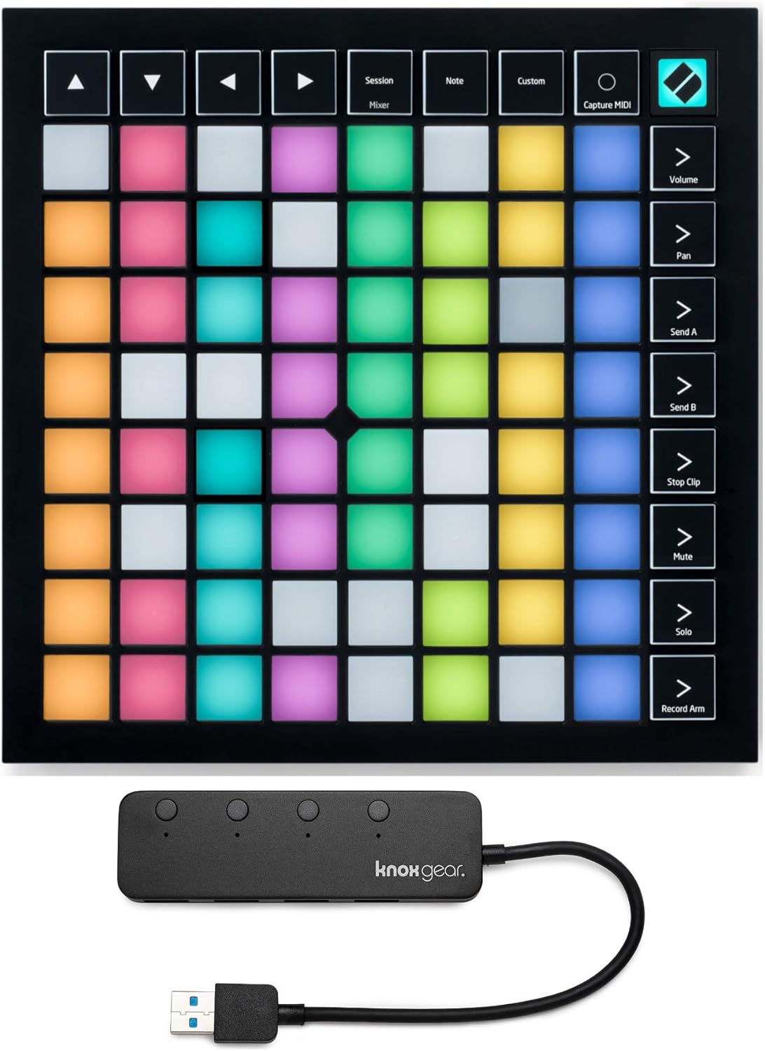 Novation Launchpad X Grid Controller for Ableton Live with 3.0 4 Port USB HUB (2 Items)