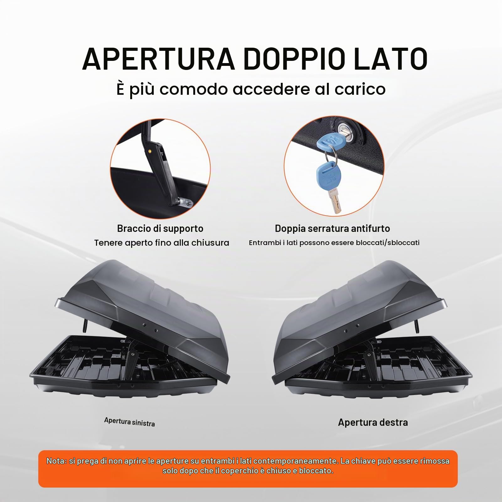 VEVOR Portapacchi da Tetto, Box da Tetto da 488 L Cubi in ABS 75 kg, con Apertura su Due Lati e 2 Cinghie Rinforzate, Aerodinamico, Adatto alla Maggior Barre Trasversali, per Auto, Wagon, SUV, Nero