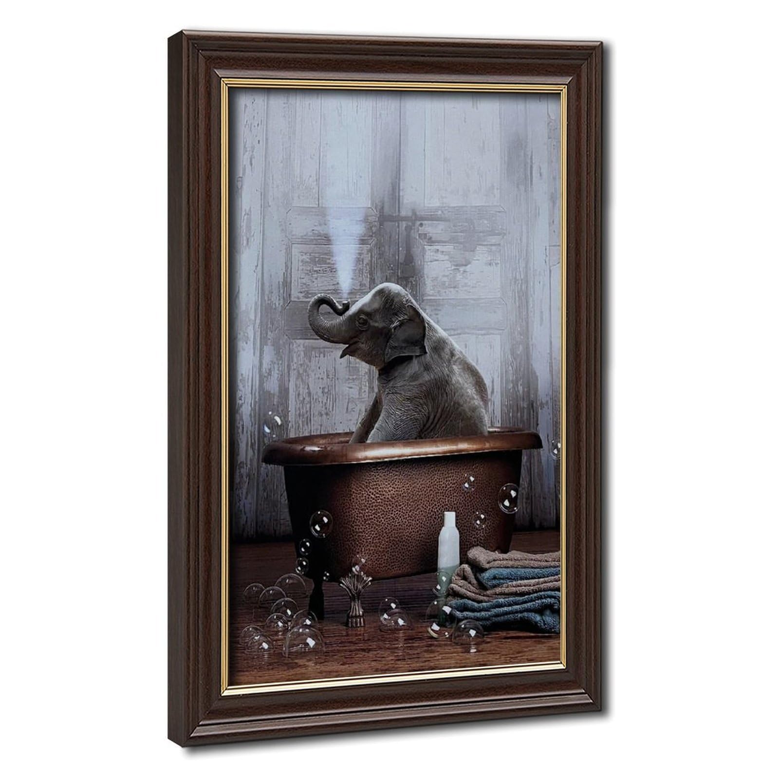 Bareronor Bathroom Elephant Poster Canvas Poster Bedroom Decor Landscape Office Room Decor Gift 24" L X 36" W