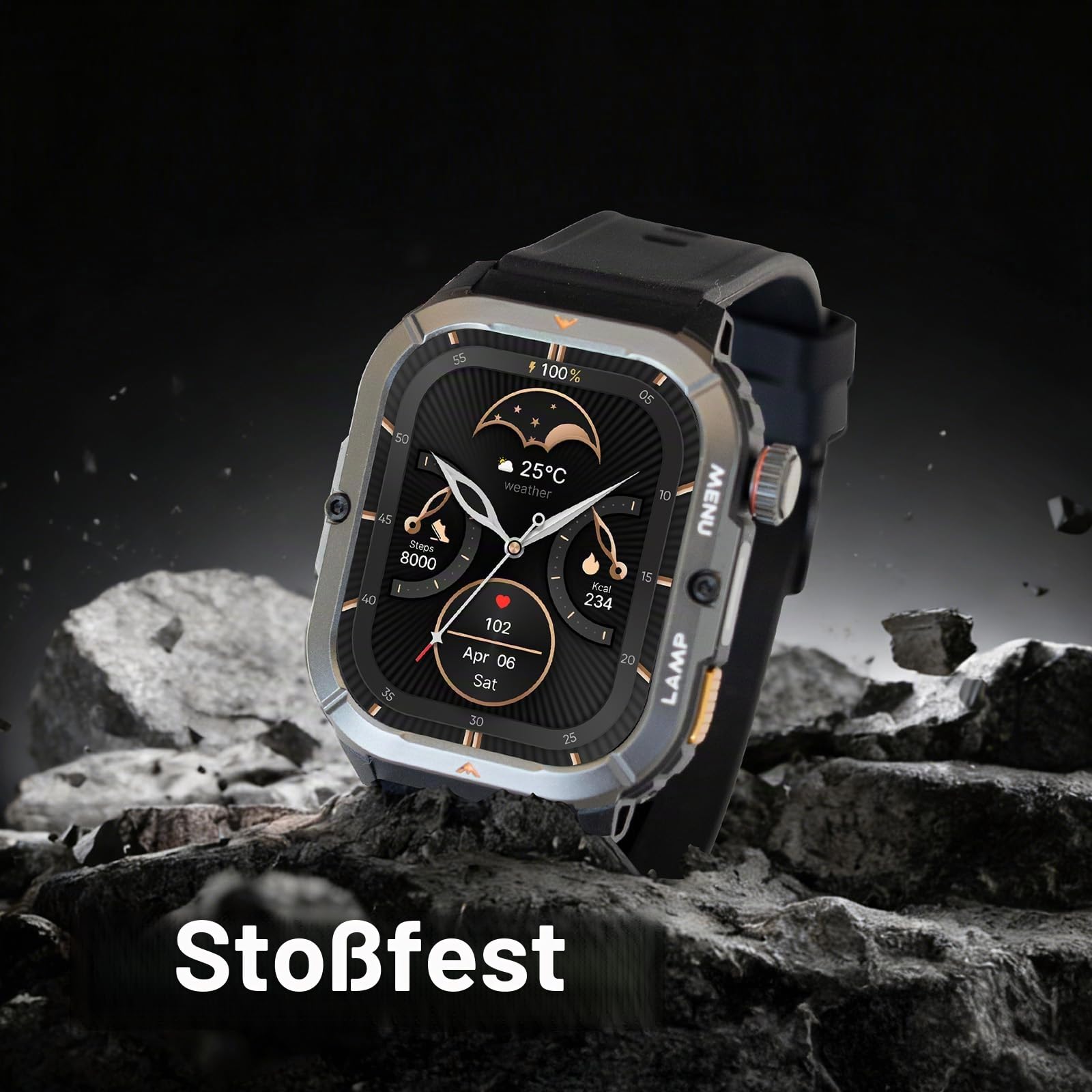 AGM Legion 3 Militär Smartwatch Herren, 1,95" AMOLED Smart Watch mit Telefonfunktion, Outdoor Sportuhr mit Taschenlampe, Robuste Fitness Tracker, 5ATM Wasserdicht, 500mAh Akku für 10 Tage Laufzeit