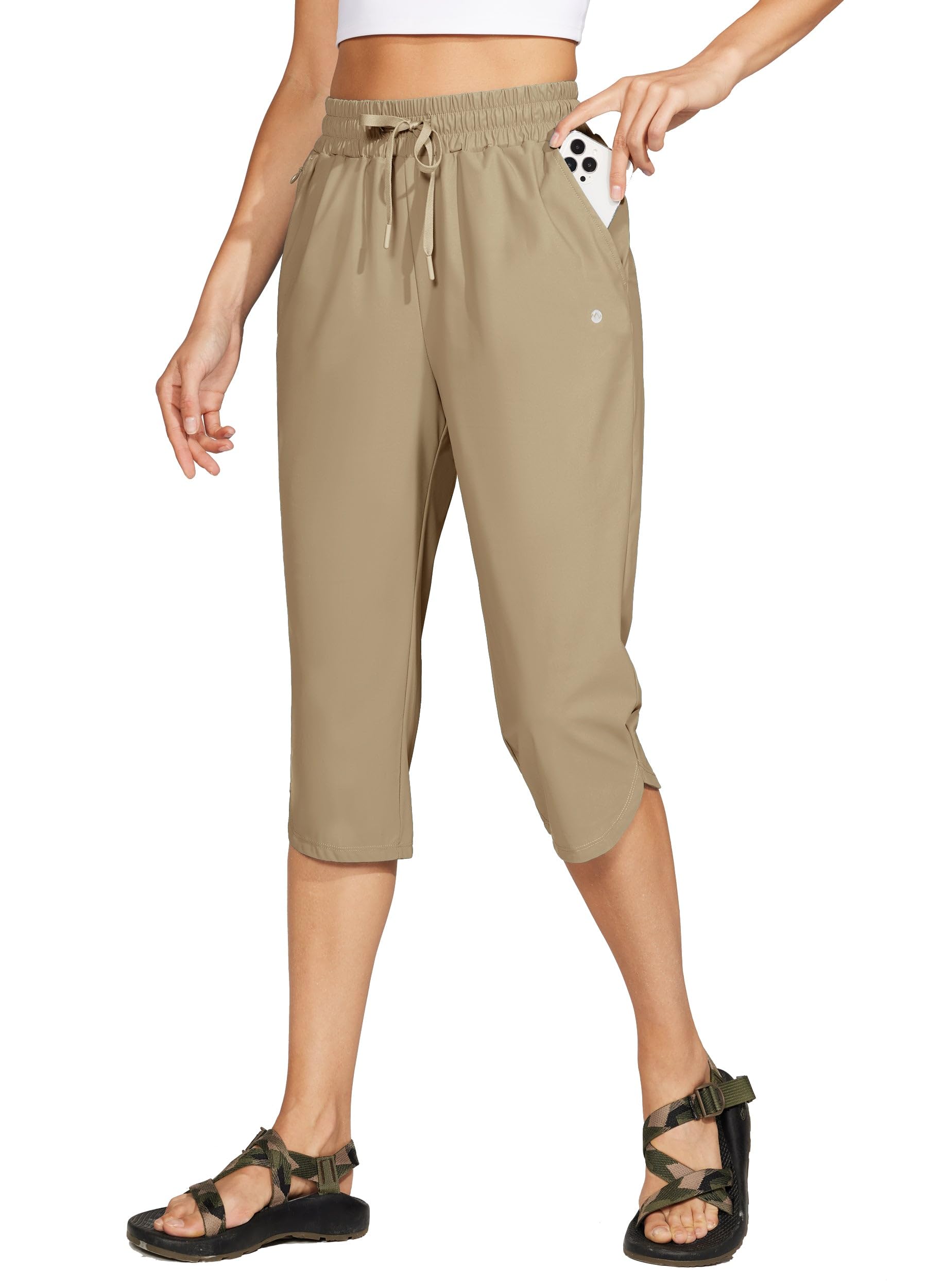 WILLIT Damen Badehose Capris Hosen Badeshorts Schnelltrockner Schwimmen Board Beach Athletic Capris mit Taschen Lightweight UPF 50 + 18“