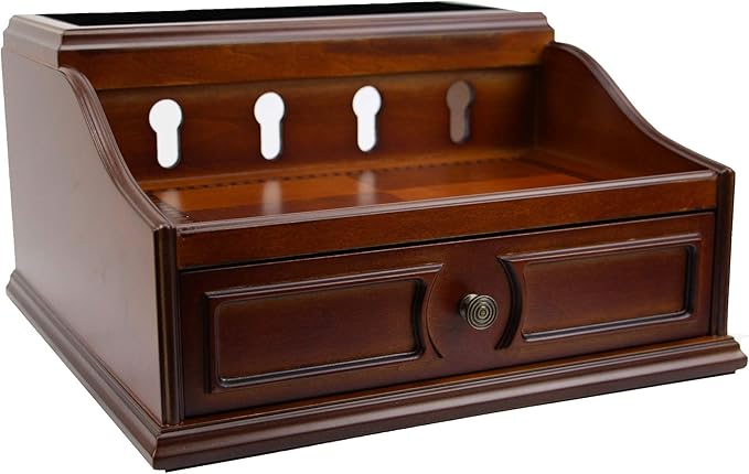 decorebay pecan brown wooden multi device charging station and valet