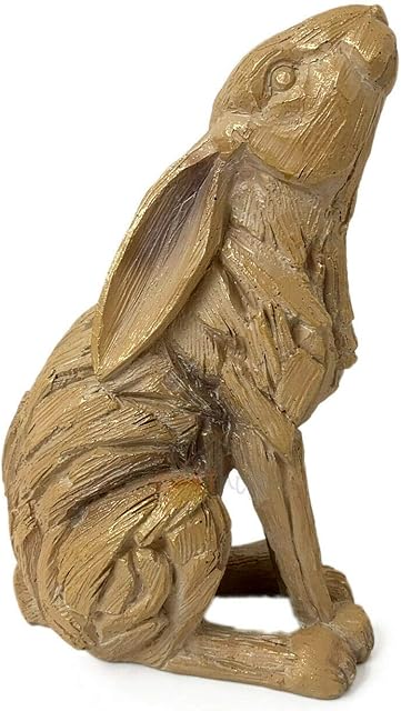 Darthome Ltd Driftwood Carved Moongazing Hare Rabbit Animal Wood Effect Home Ornament Gift 18cm (Moongazing Hare)