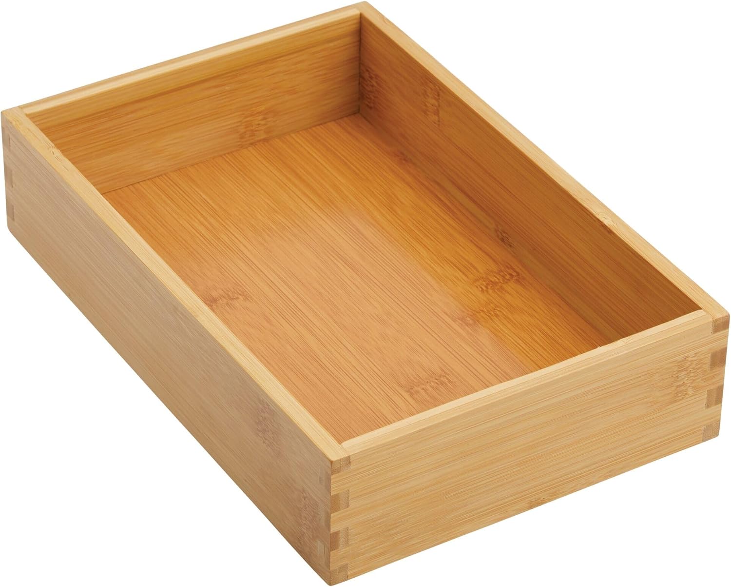mDesign Bamboo Kitchen Cabinet Drawer Organizer Tray Bin - Eco-Friendly, Multipurpose - Use in Drawers, on Countertops, Shelves or in Pantry - 6.9 x 10.4-2 Pack - Natural Wood Finish
