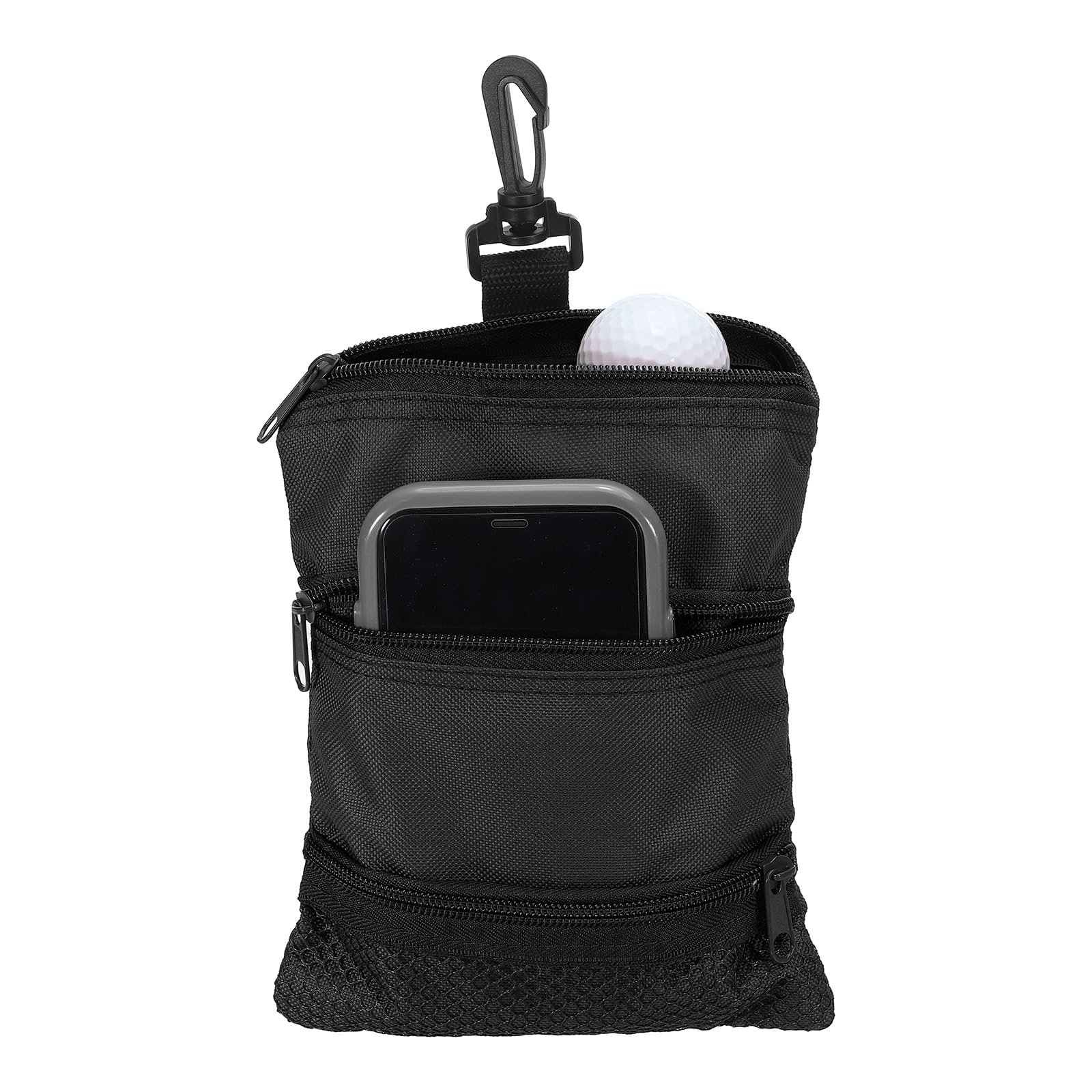 PATIKIL Golf Pouch Bag 7.8x7 Inch, 3 Zippered Golf Ball Bag with Clip Valuables Tee Pouch Multi Pocket for Men Women Holder Black - Image 4