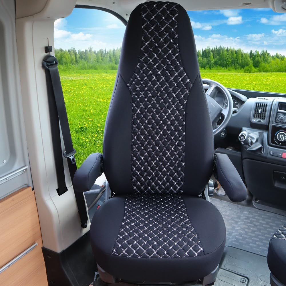 BREMER SITZBEZÜGE Wohnmobil Schonbezüge für ISRI Sitze in Schwarz/Weiß (WMI708)