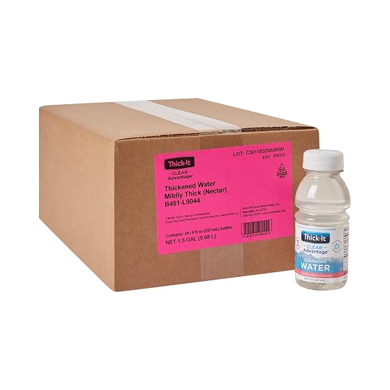 Thick-It Clear Advantage Mildy Thick Water, Nectar Consistency, Ready-to-Drink, Digestible Swallowing Aid, Hydration on the Go, Convenient & Ready-to-Use, No Mixing Needed, 8 oz Bottle (24 Pack)