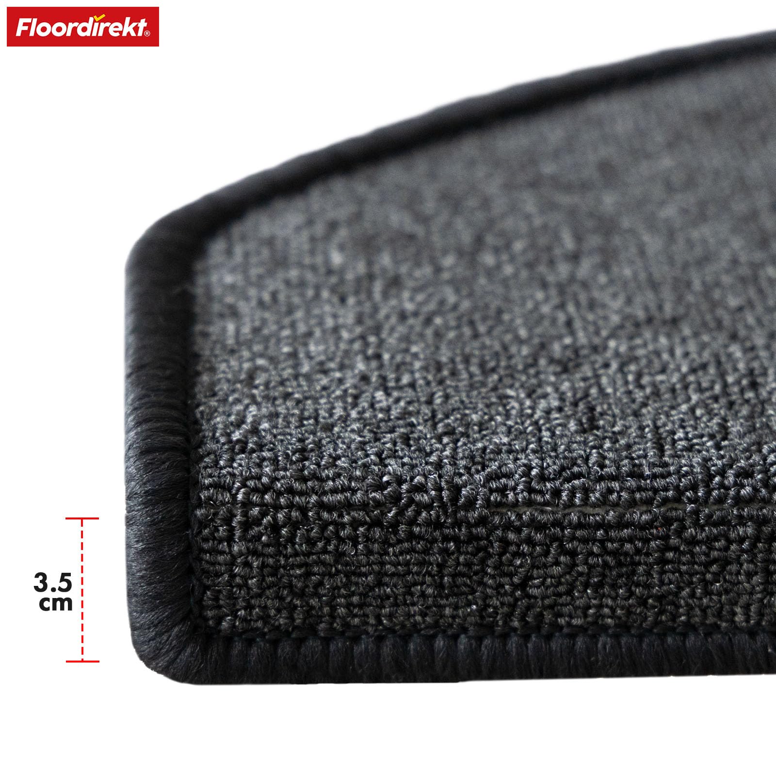 Floordirekt Treppenstufen Matten - London Pro Anthrazit - 1 Stück Stufenmatten Treppenteppich halbrund 25x65 cm