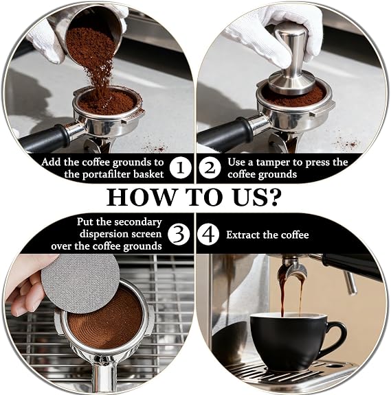 2PCS Puck Screen 53.5mm, Coffee Puck Screen 1mm/1.7mm Thickness 150μm, Espresso Puck Screen for 53.5mm Portafilter, Reusable Stainless Steel Lower Shower Screen