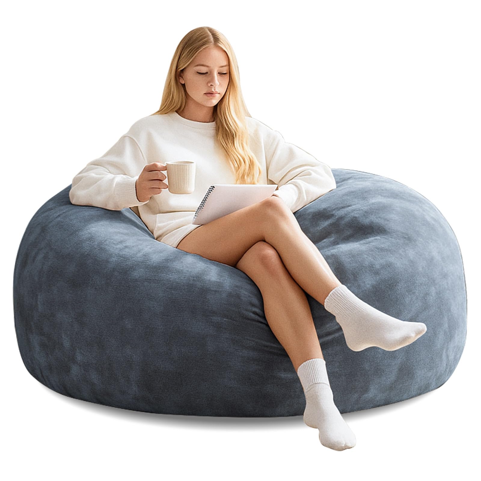 4FT Bean Bag Chair for Adults，beanbag Chair with Filler，Memory Foam beanbag Chair，Removable Flannel Cover, Living Room Furniture, Suitable for Lounge