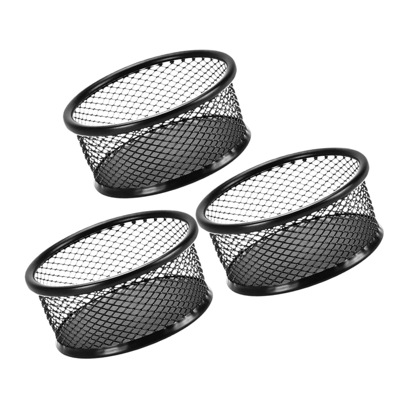 Happyyami 3Pcs Black Mesh Paper Clip Holder Desk Organizer for Office Versatile Binder Clip Dispenser for Supplies Chic Space Saving Design