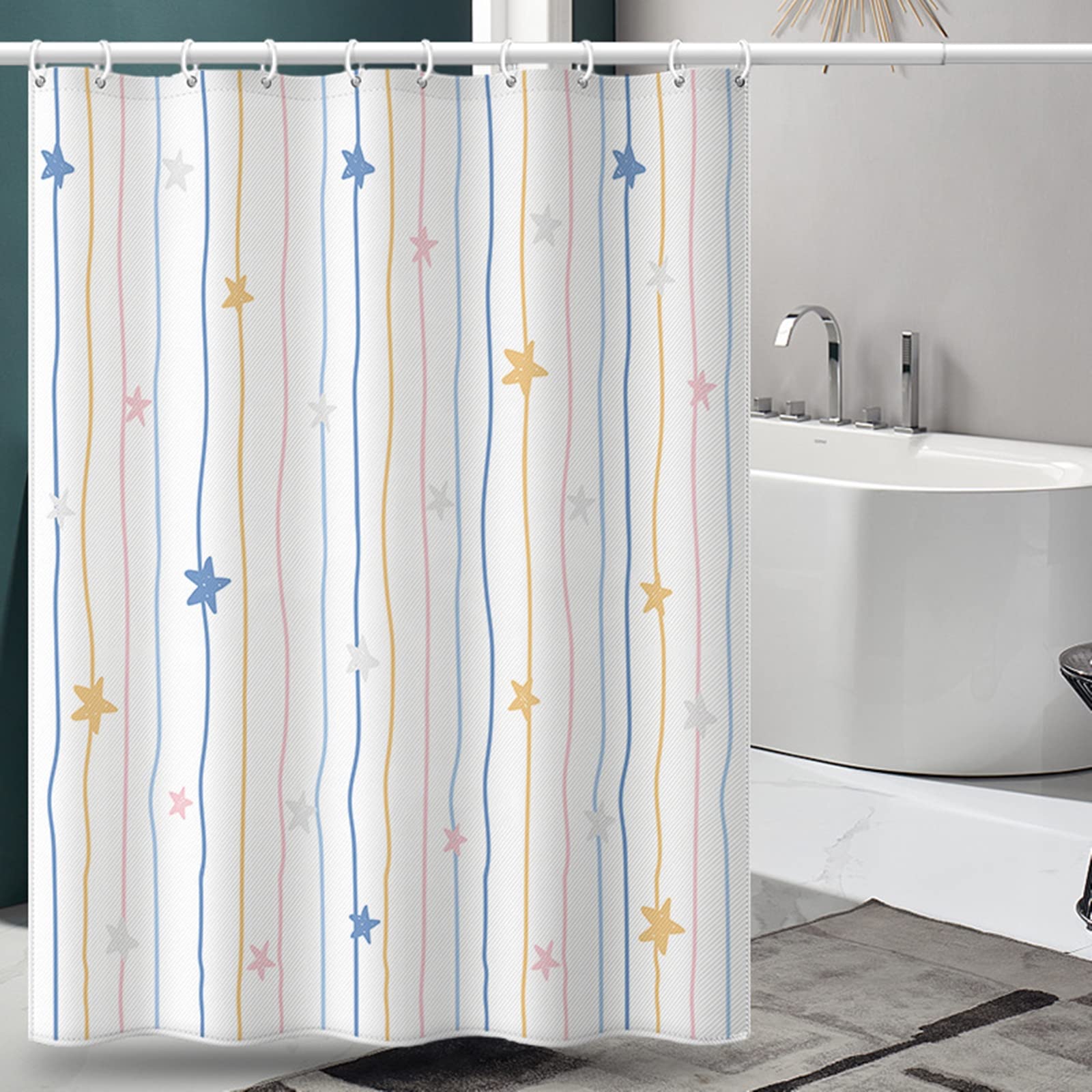 Rideau douche anti moisissure large 240x200 pour éviter l'eau au sol