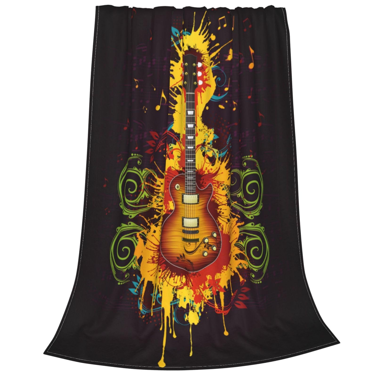 Puszysty koc polarowy, narzuta na gitarę elektryczną, duży motyl, wszechstronna, miękka, ciepła, narzuty na łóżko, łóżko podwójne, przytulna, flanelowa, podwójny koc, na sofę, kanapę, prezent, 150 x