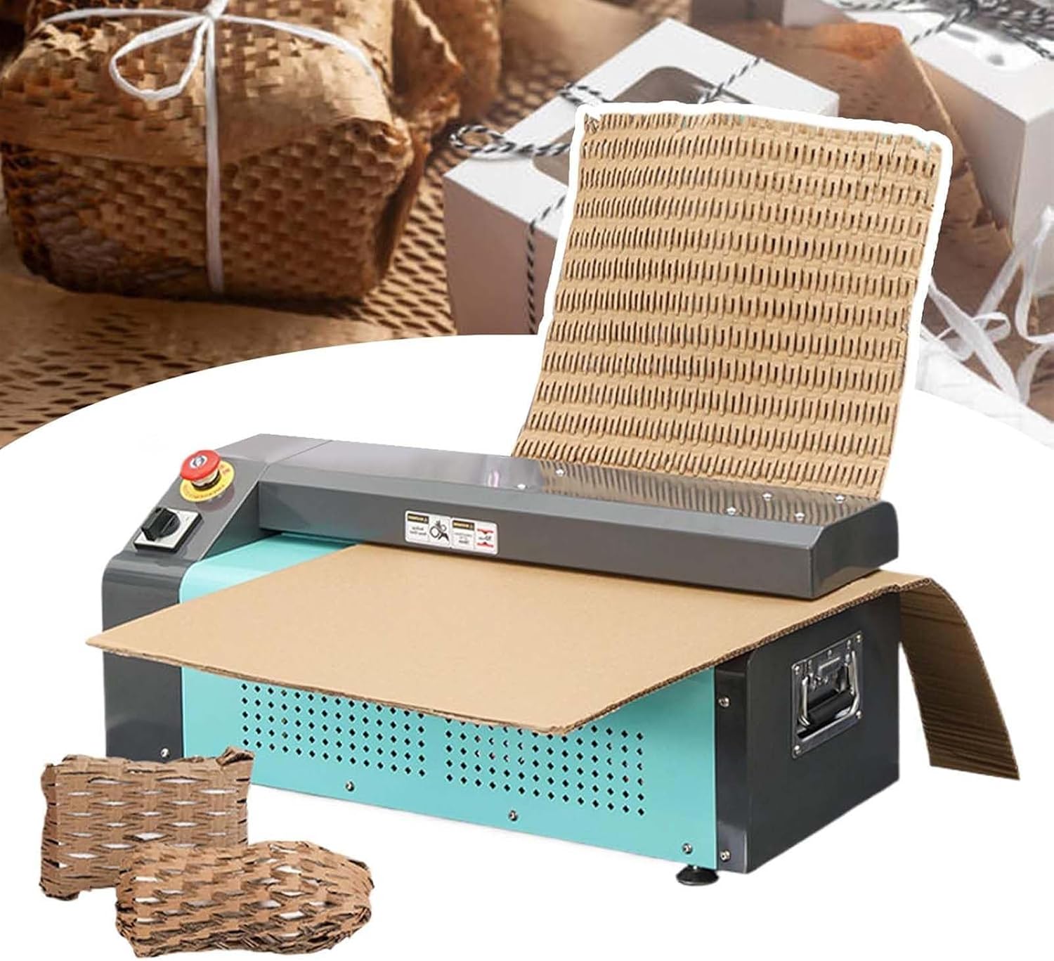 Paper Cushioning Box Expansion Cutter Machine Carton Cutting Machine for Paper Cushioning Material Cushioning Fragile Items with Forward Reverse Switch Blue