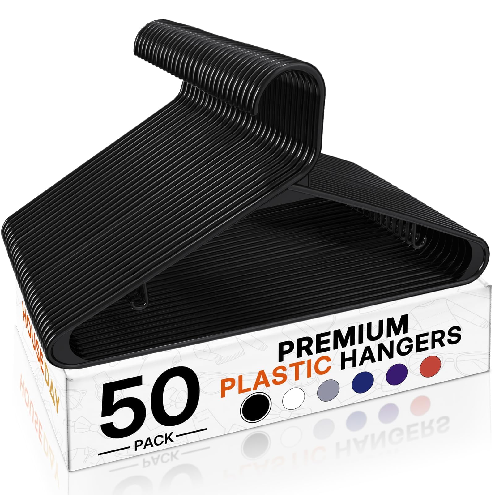 Photo 1 of HOUSE DAY Black Plastic Hangers, 50 Pack