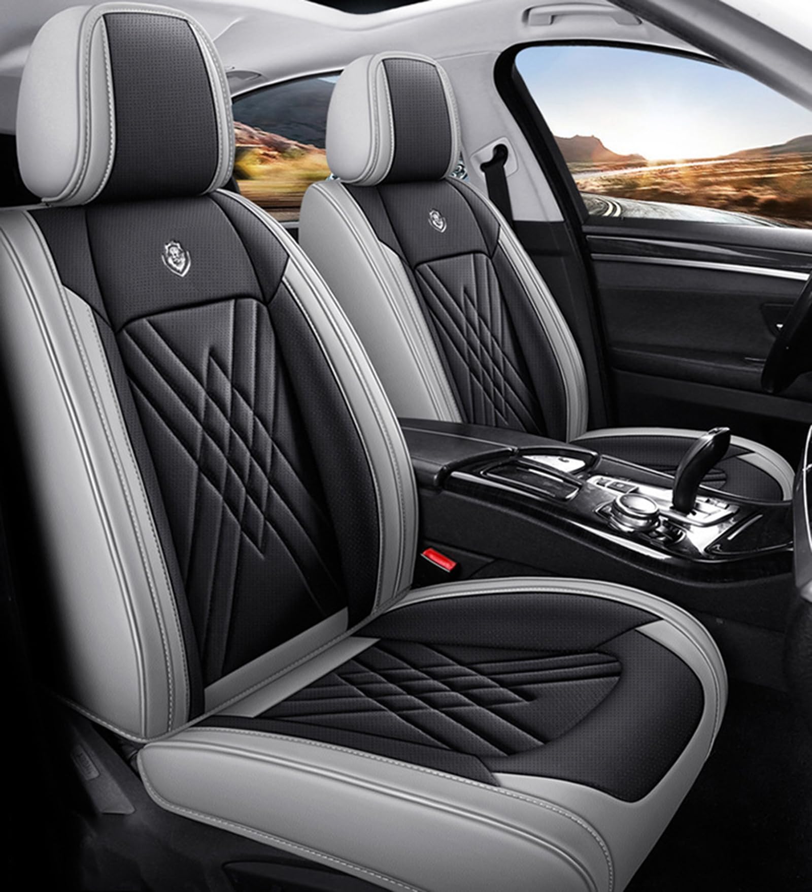 IUYIXWFP Car Seat Covers Full Set,Universal Fit for Most Cars,SUV,Sedans and Pick-up Trucks,Automotive Vehicle Leather Cushion Covers for 5 Passenger Cars,D