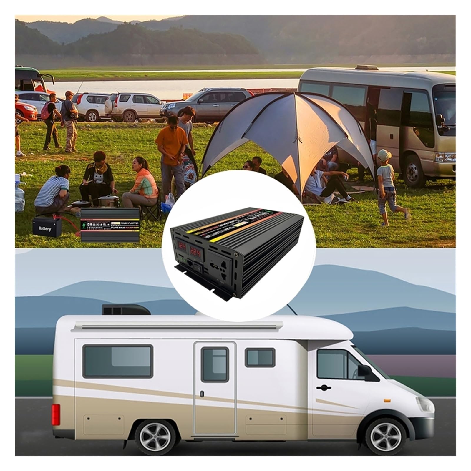 Falownik sinusoidalny 10000 W 12000 W DC 12 V 24 V 48 V na prąd zmienny falownik samochodowy do solarnego domu na zewnątrz samochodu kempingowego (10000 W bez pilota, DC24V)