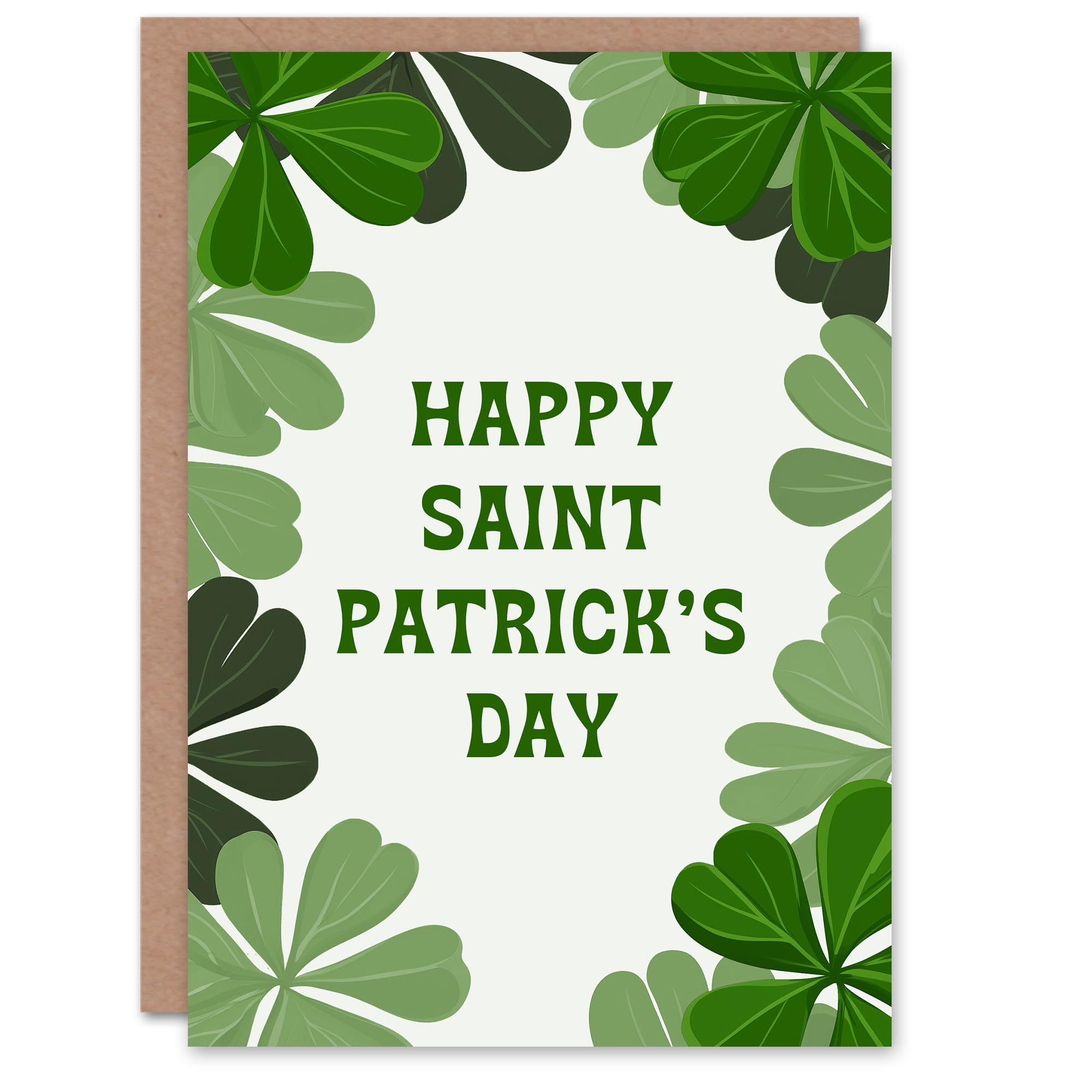 Artery8 St. Patrick's Day Card Good Luck Shamrock Clover Blank For Him Or Her Art Greeting Card