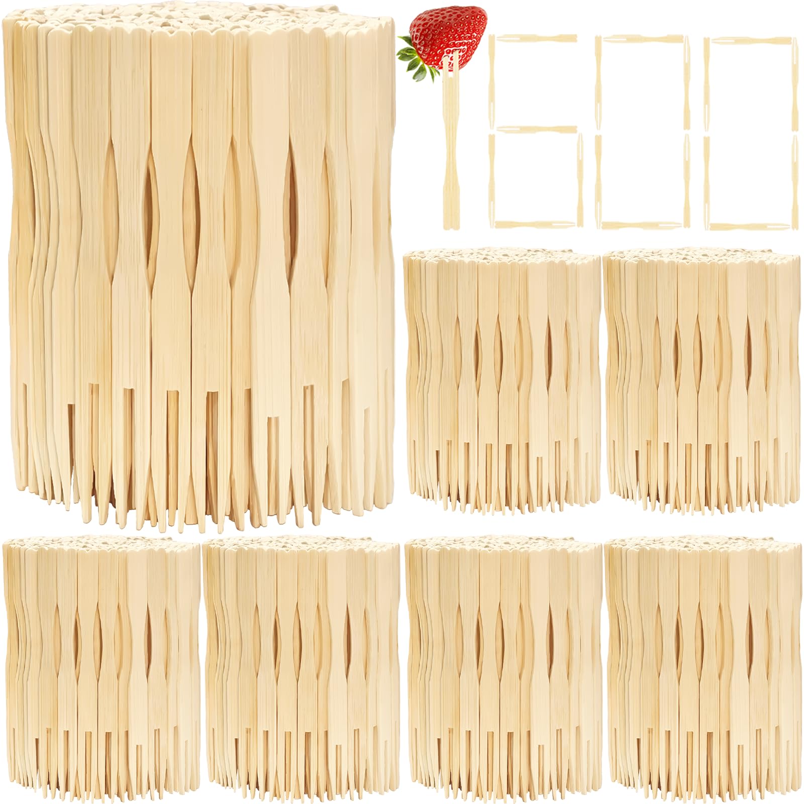 1600 Pieces Bamboo Appetizer Forks 3.5 Inch, Mini Appetizer Forks skewers, Fancy Toothpicks Cocktail Picks for Food, Drinks, and Party Supplies