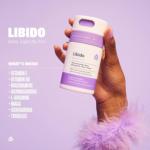 Miniatura 6 de Health by Habit Libido Blend 2 unidades (60 cápsulas), mezcla afrodisíaca natural con maca, ashwagandha, vegano, sin OMG, sin azúcar, blanco