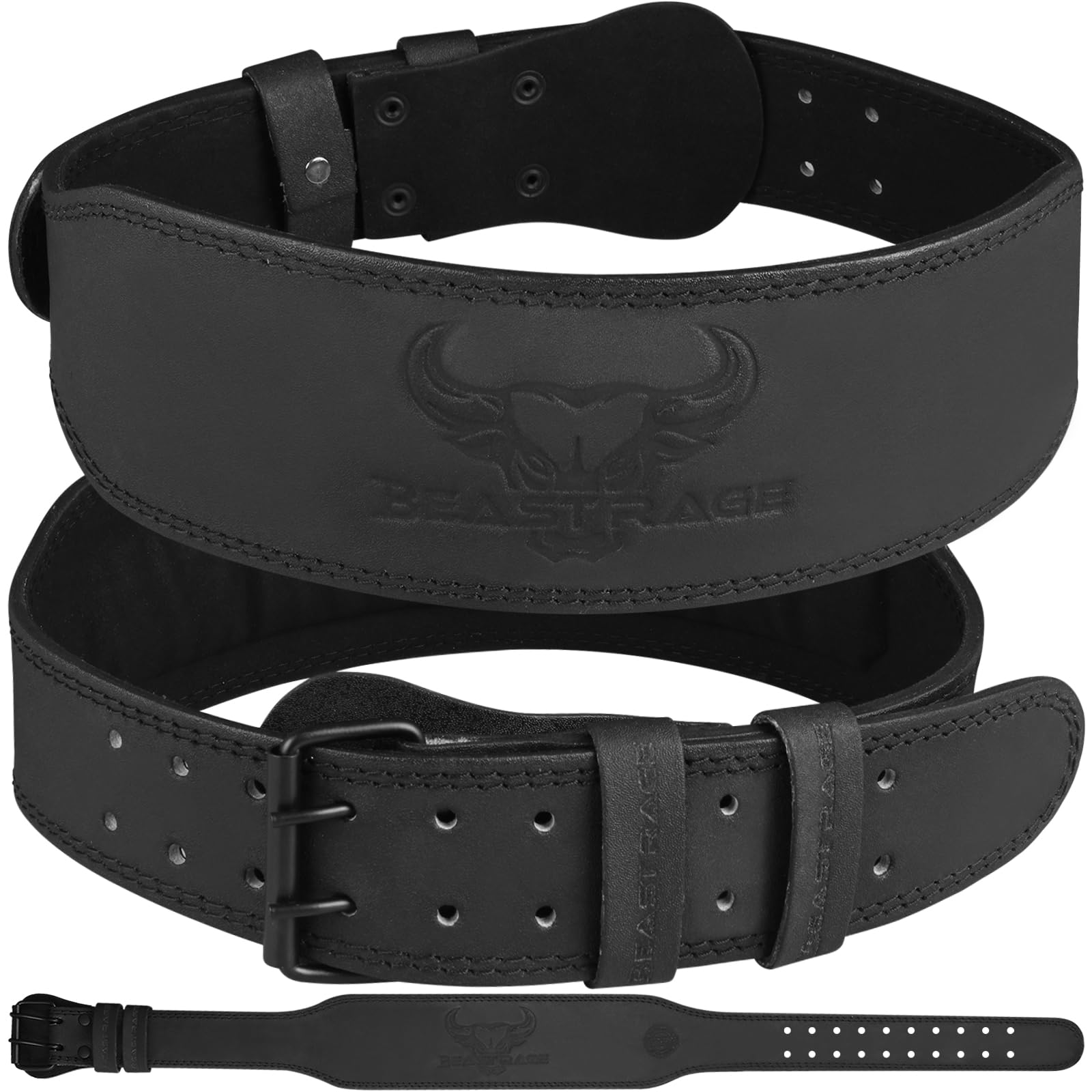 BEAST RAGE Cintura per sollevamento pesi in pelle resistente palestra body building 10 fori regolabili 10,2 cm imbottito lombare supporto per la schiena esercizio powerlifting fitness