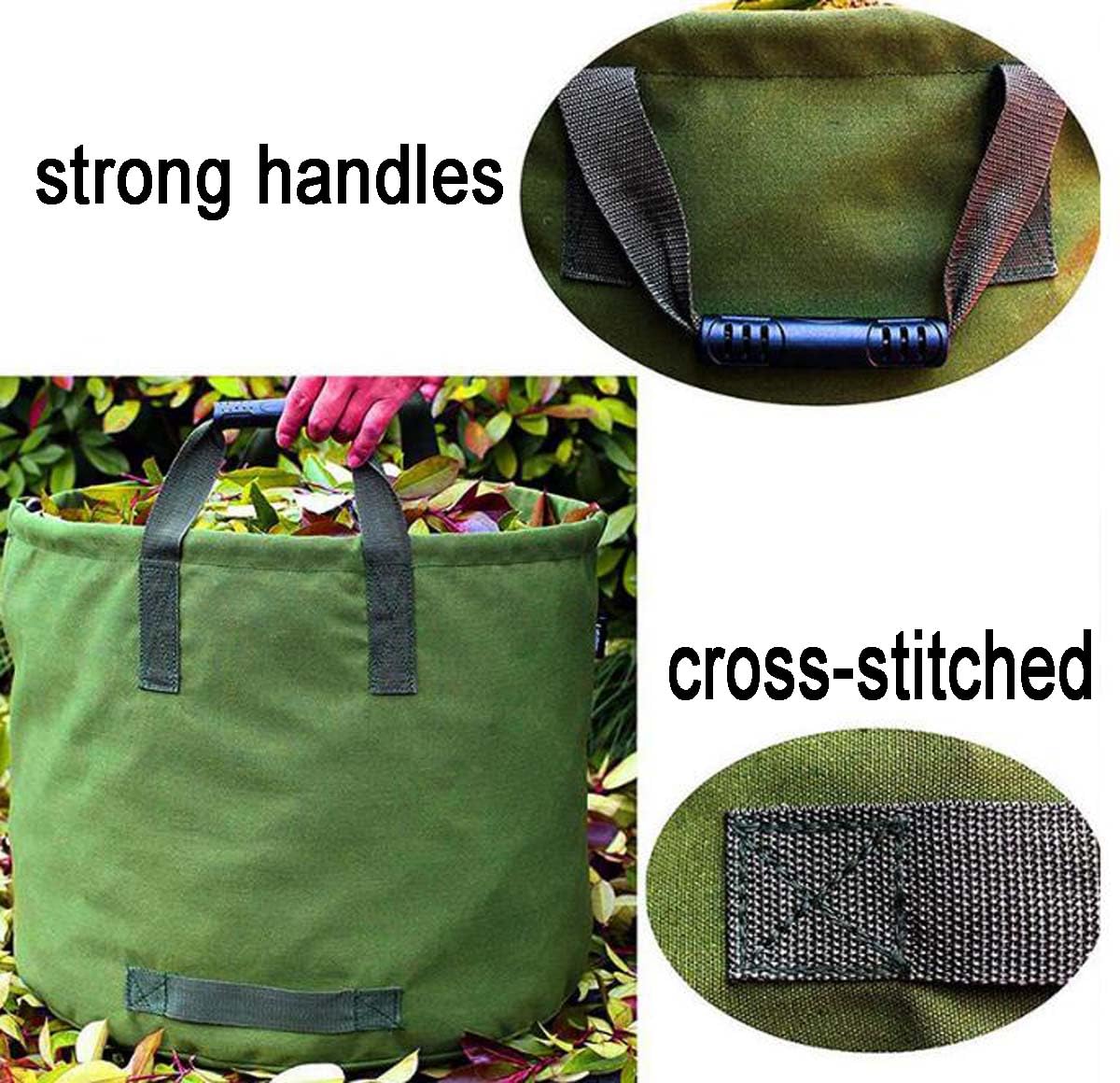 Paquete de 4 bolsas de basura de jardín, bolsas reutilizables resistentes con asas de goma, bolsas de gran capacidad de 22 x 18 pulgadas, para recoger residuos, hojas y hierba (negro)