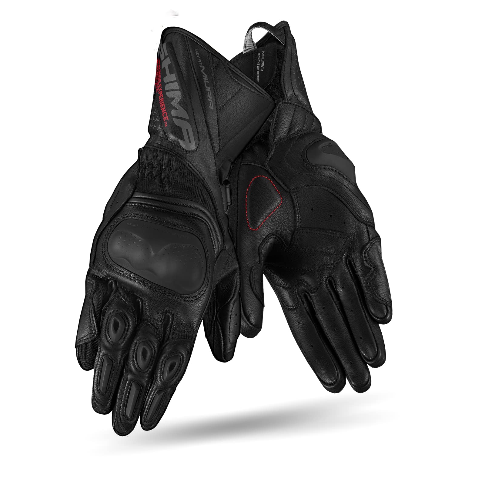 SHIMA MIURA Guanti Moto Donna Pelle Lungo Ventilato Perforato Omologati Guanto per Motocicletta Touchscreen Ventilata Protettore Rinforzato Abbigliamento Estivi Racing(Donna, Nero, XS)