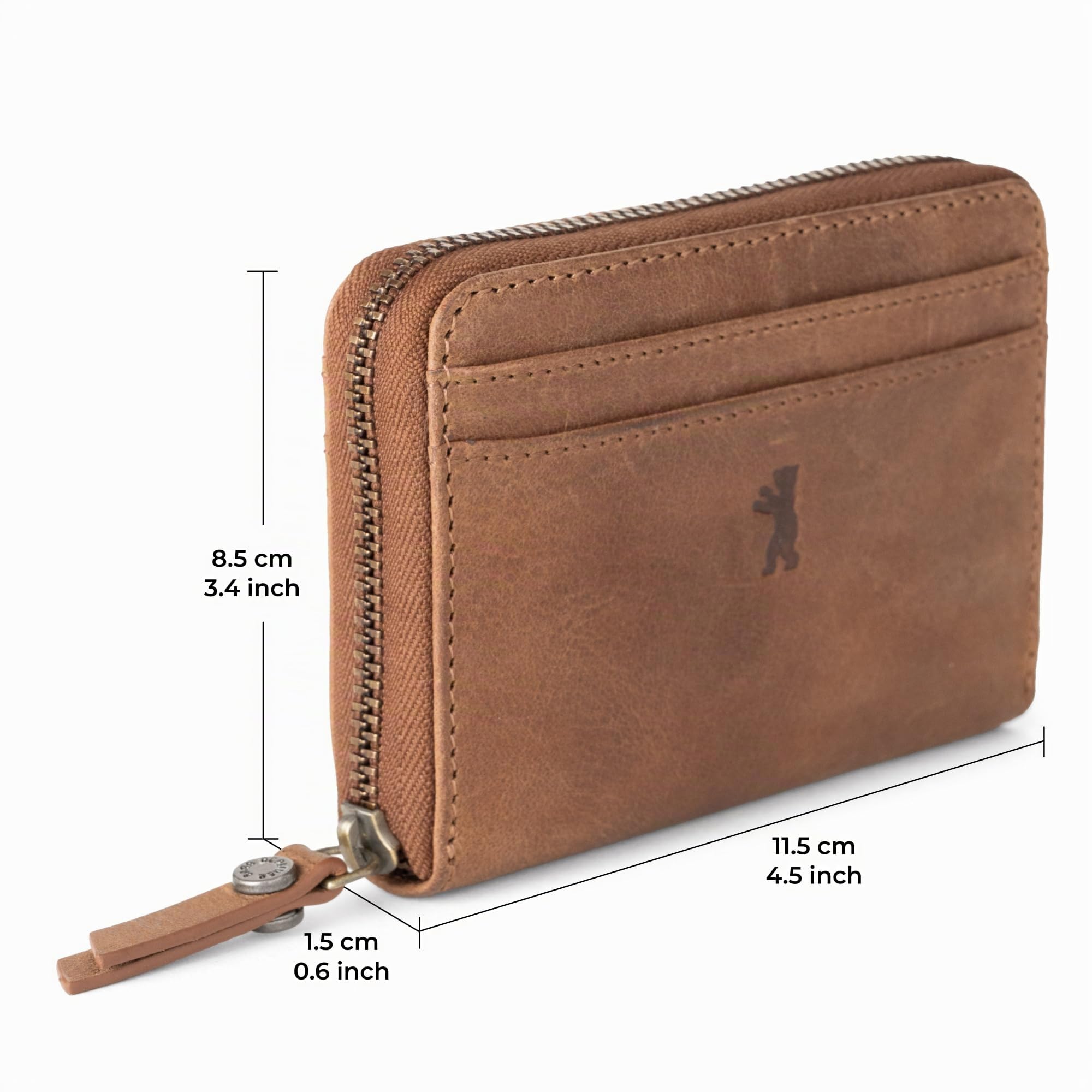 Berliner Bags Portamonete Elsa in Vera Pelle, Portafoglio Donna Compatto con Protezione RFID e Cerniera in Metallo, Scatola Regalo Inclusa – Marrone