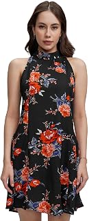 Tokyo Talkies Women's Floral Mini Flared Dress | Halter Neck & Playful Silhouette | Chic & Effortlessly Feminine Price In India