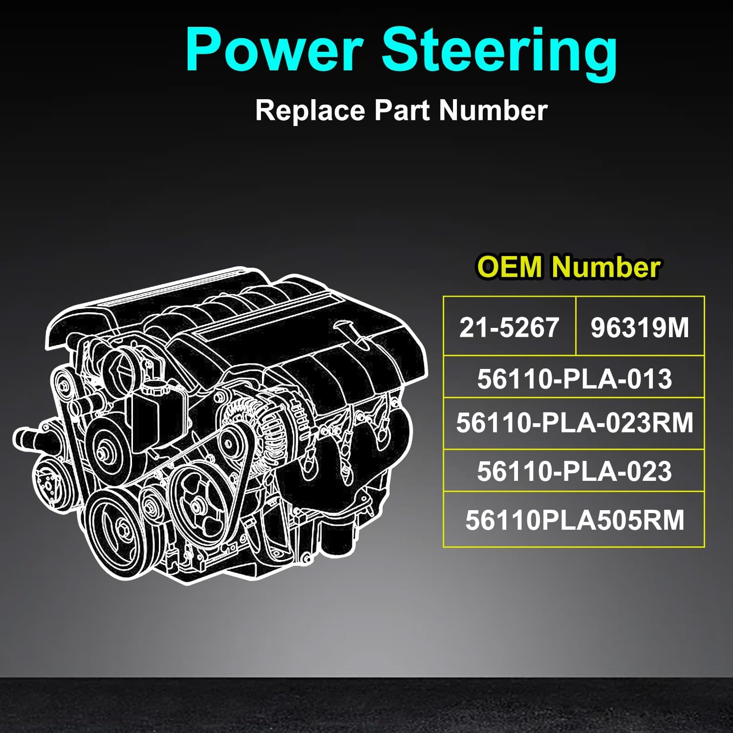 21-5267 Power Steering Pump with Pulley Fit for Civic & Acura EL 2001-2005 1.7L L4 - Direct Replacement 56110-PLA-013 56110-PLA-023 Power Assist Pump