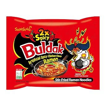 Samyang 2X Buldak (Korean) Hot Spicy Chicken Stir Fried Ramen 4.94 oz (Pack of 5)