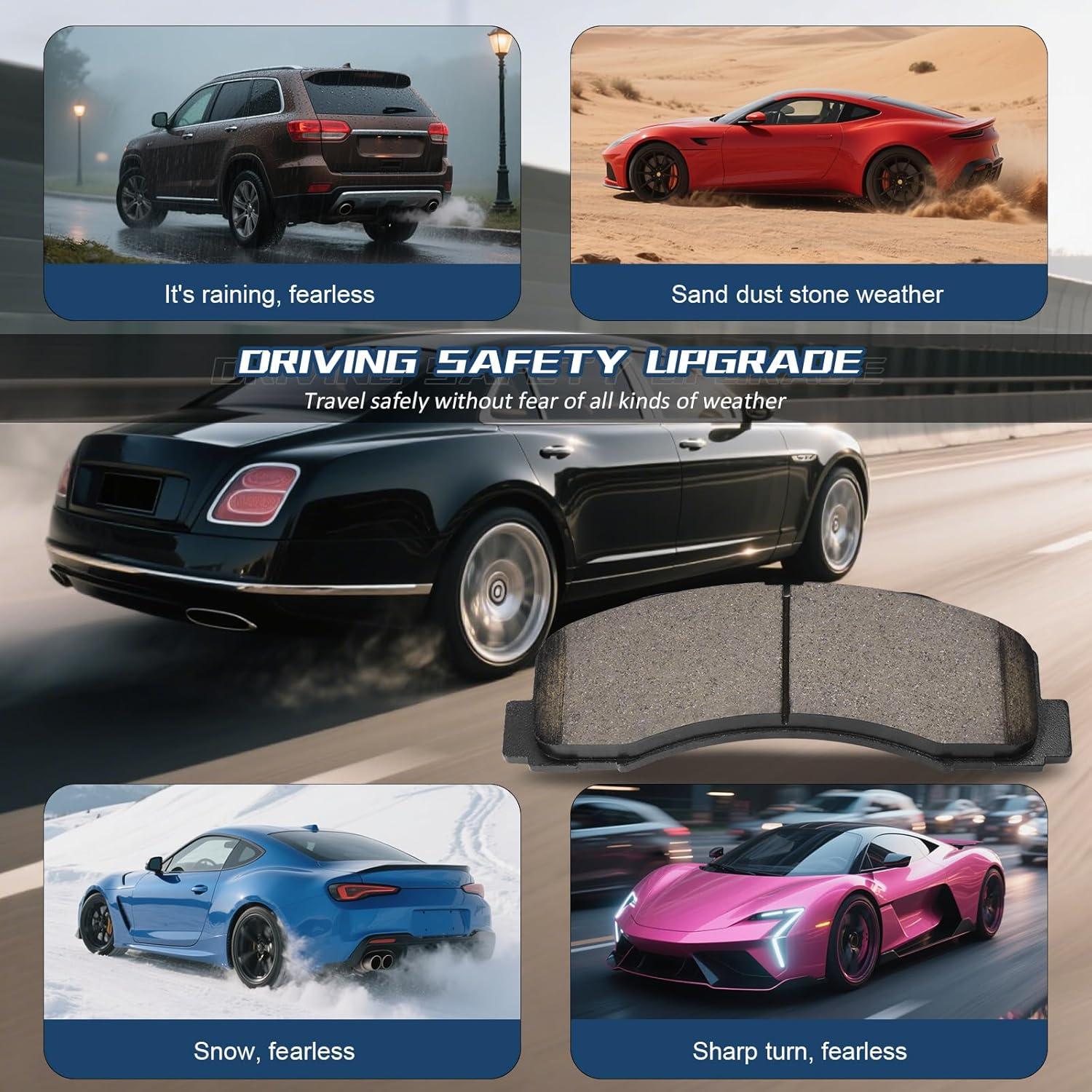 Ceramic Front Brake Pads Compatible with 2010-2020 Ford Expedition/2010-2020 Ford F-150 and 2011-2021 Lincoln Navigator,Automotive Replacement Brake Pads Set for Car (HZ1414)