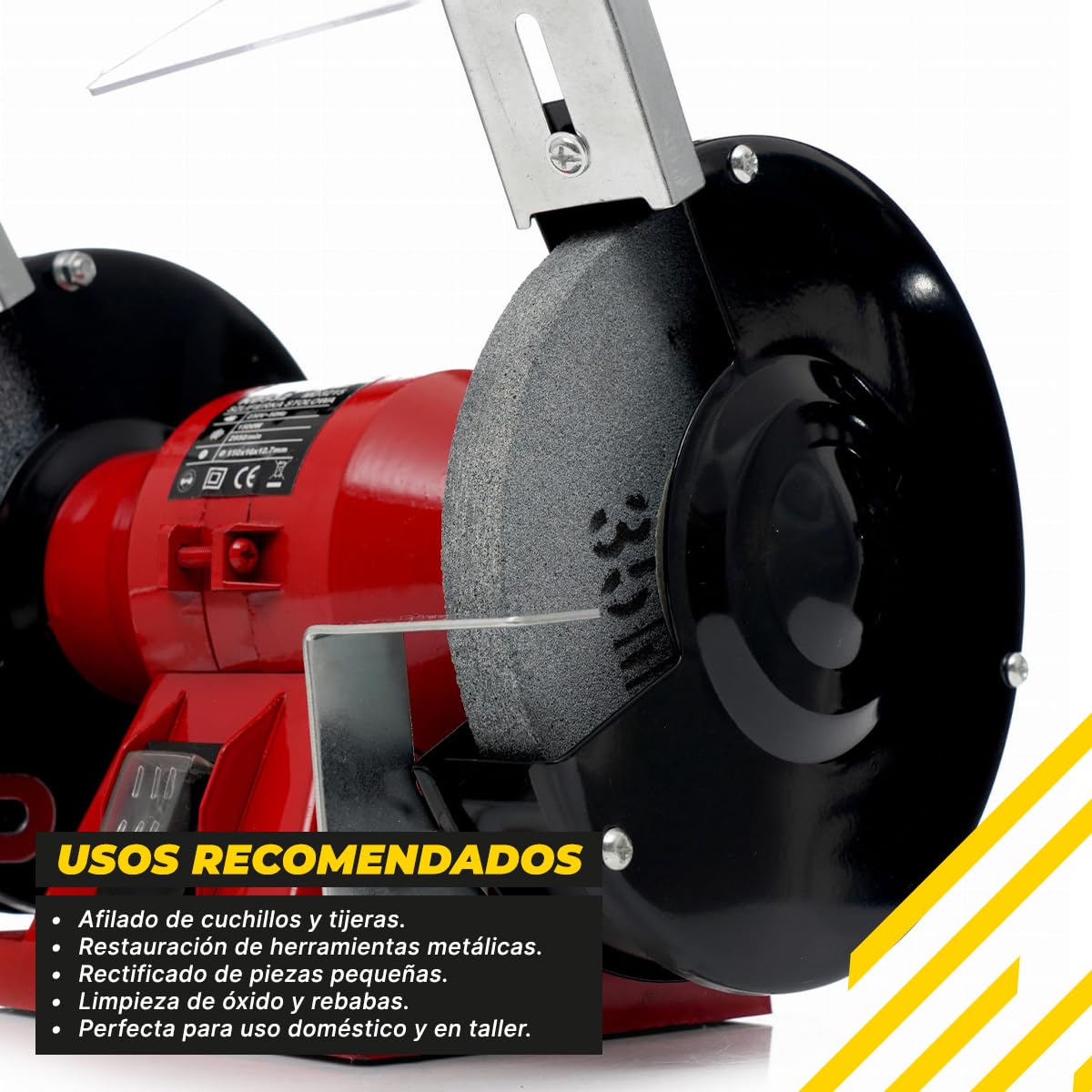 KRAFT&DELE KD532 Esmeriladora de banco 1500W con discos dobles 150mm | Amoladora de banco y afilador eléctrico | Máquina de afilar cuchillos con piedra esmeril y protector contra chispas