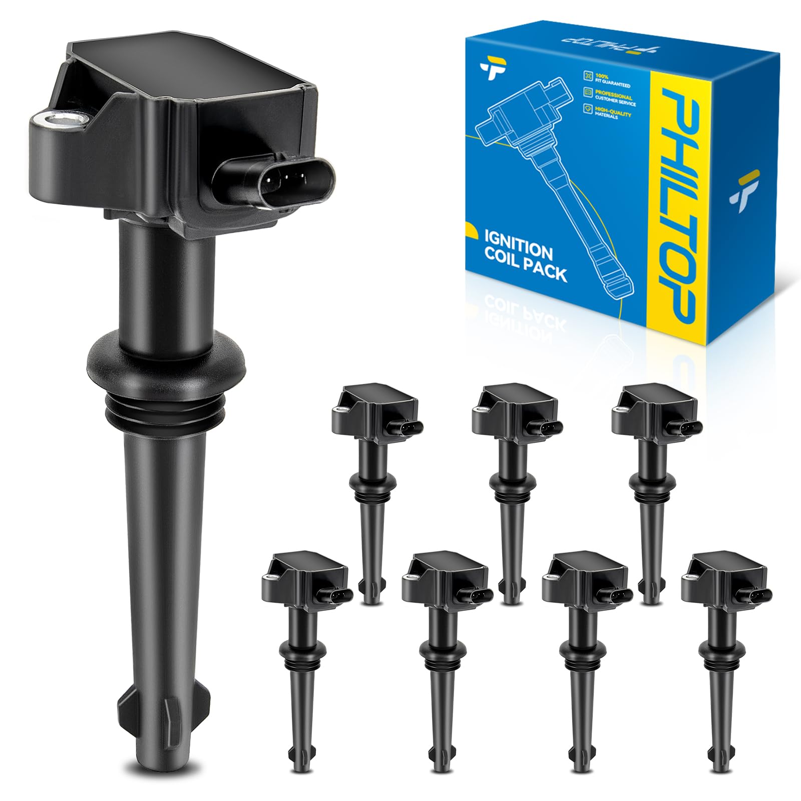 PHILTOP UF618 Ignition Coil Pack, Fits for Land Rover 2010-2013 Range Rover Sport, 2010-2013 LR4, 2010-2012 Range Rover, Jaguar 2010-2012 XJ, 2011-2012 XF, Jaguar 2010 XF, 2010-2012 XK, 2010-2012
