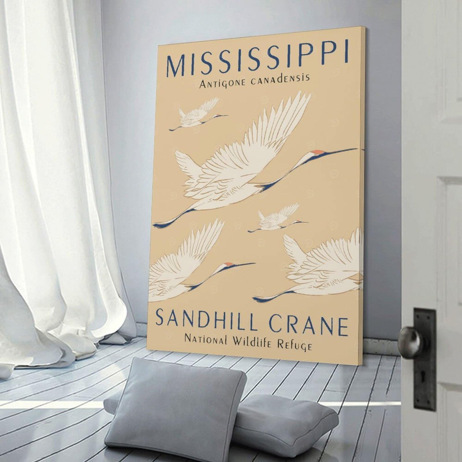 Junmoney Mississippi Sandhill Crane Decorative Canvas Print, 16x24inch(40x60cm), for Study, Office Or Focused Interiors, Canvas Wall Decor for Creative Rooms