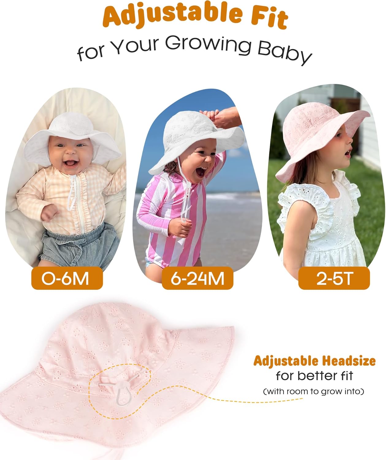 FURTALK Sun Hat for Baby Girls Toddler Summer Beach Hats with Wide Brim Cotton Sun Protection Travel Essentials - Image 5
