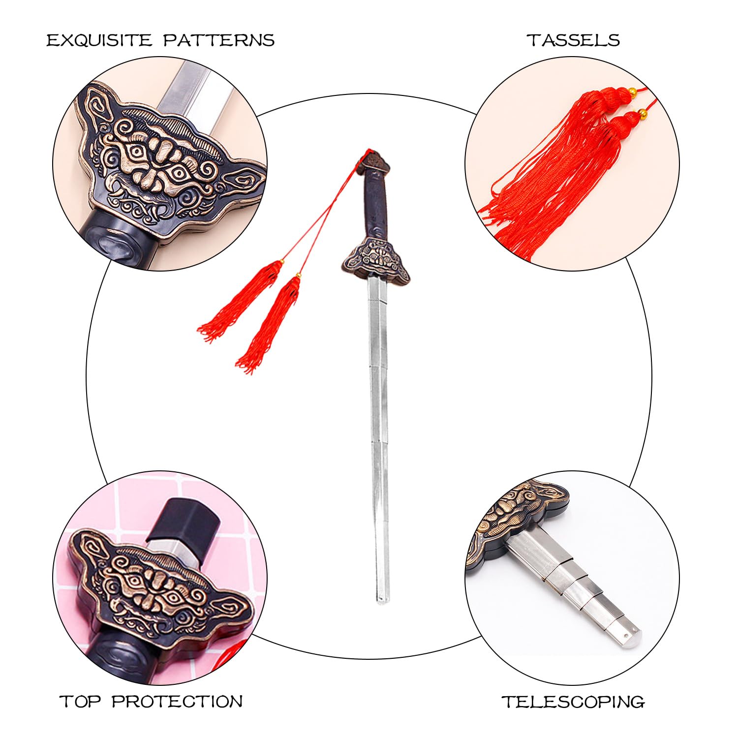 MEMOFYND 1 Toy Sword, Stainless Steel Toy Sword, Can Retractable Toy Sword, Role -Playing Props - Image 3