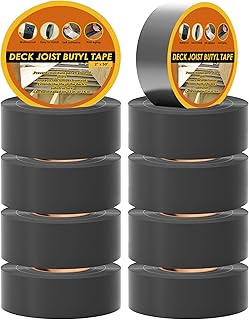Butyl Joist Tape for Decking 2''×50', 10 Rolls Weather-Resistant Deck Joist Tape 2 inch, Waterproof and Anti-Corrosion Joists Deck Tape,Self-Adhesive Flashing Joists Tape for Wood Decks Beams Roof