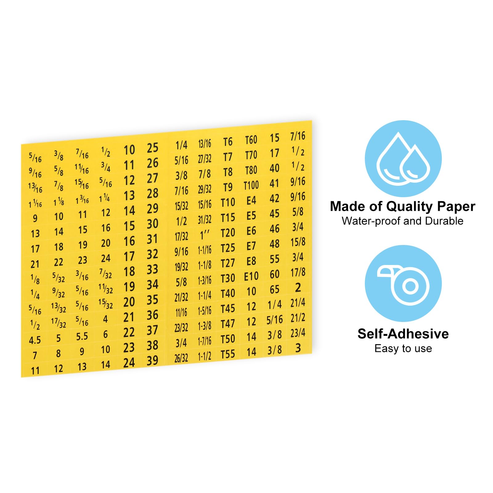 PATIKIL Tool Box Labels, 2 Set 180 Toolbox Decals Wrench Socket Size Stickers for Socket Sets Tools Labeling Organization Yellow - Image 4