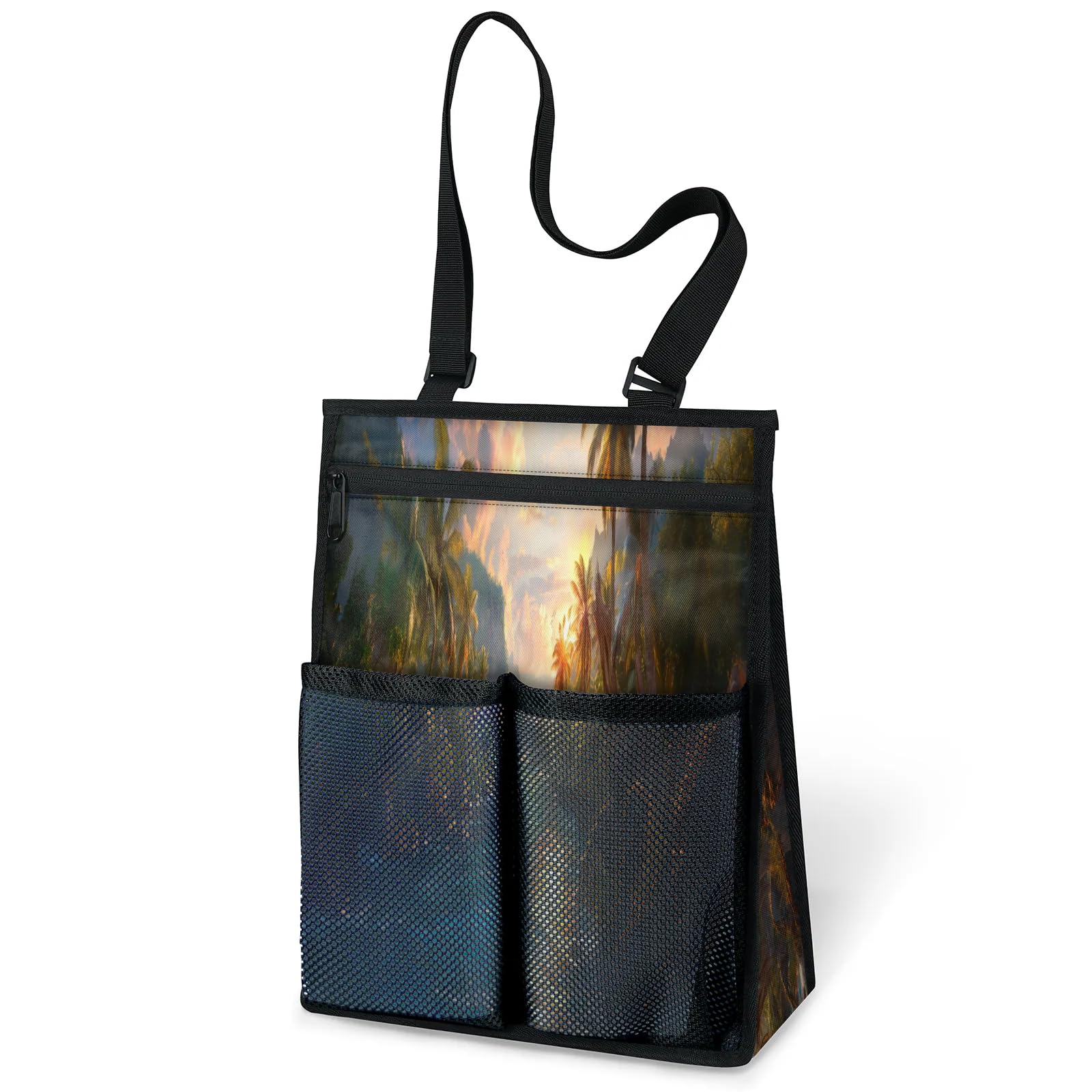 Ourtheme Tropical Landscape Portable Shower Bag for Travel Gym Camp Beach Tote Shower Caddy Bags Hanging Toiletry Organizer