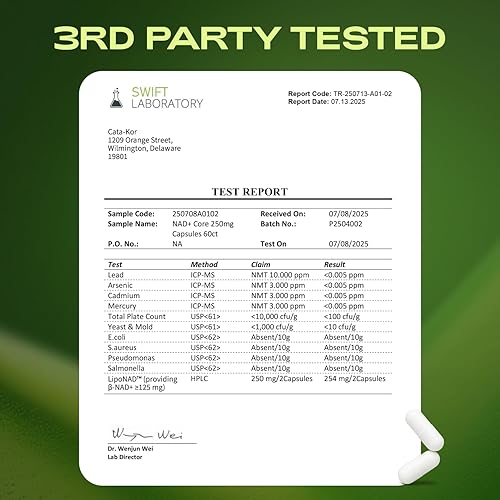 Miniatura 7 de Alternativa de suplemento NMN - Suplemento liposomal NAD+ - Probado por terceros - NAD CORE - Suministro para 60 días - 120 cápsulas