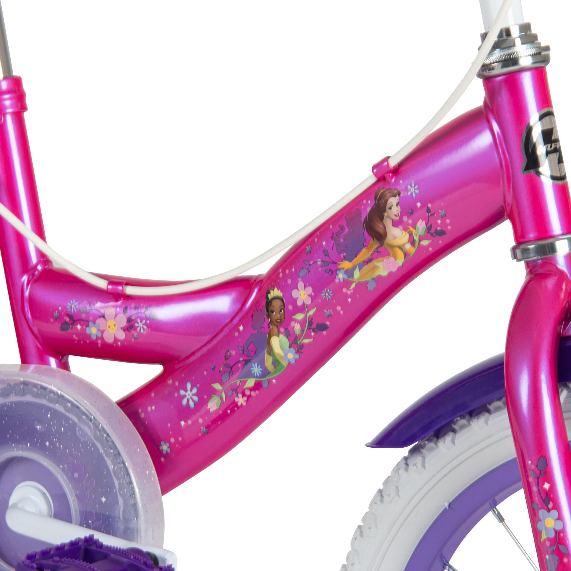 Huffy Disney Princess Bike Bicicleta infantil de 12 pulgadas, 14 pulgadas, 16 pulgadas, edad de 3 a 9 años, frenos de doble deslizamiento, ruedas estabilizadoras extraíbles, asiento ajustable, color